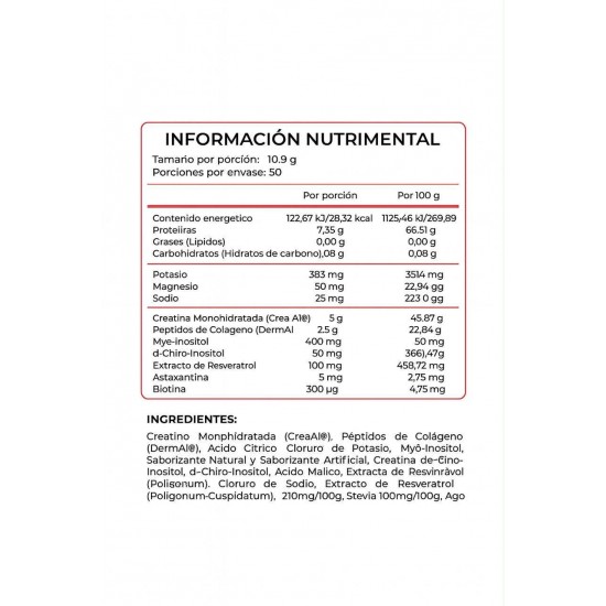Creatine Powder + Colageno + Inositol 545gms. De Ultra Pure Labs